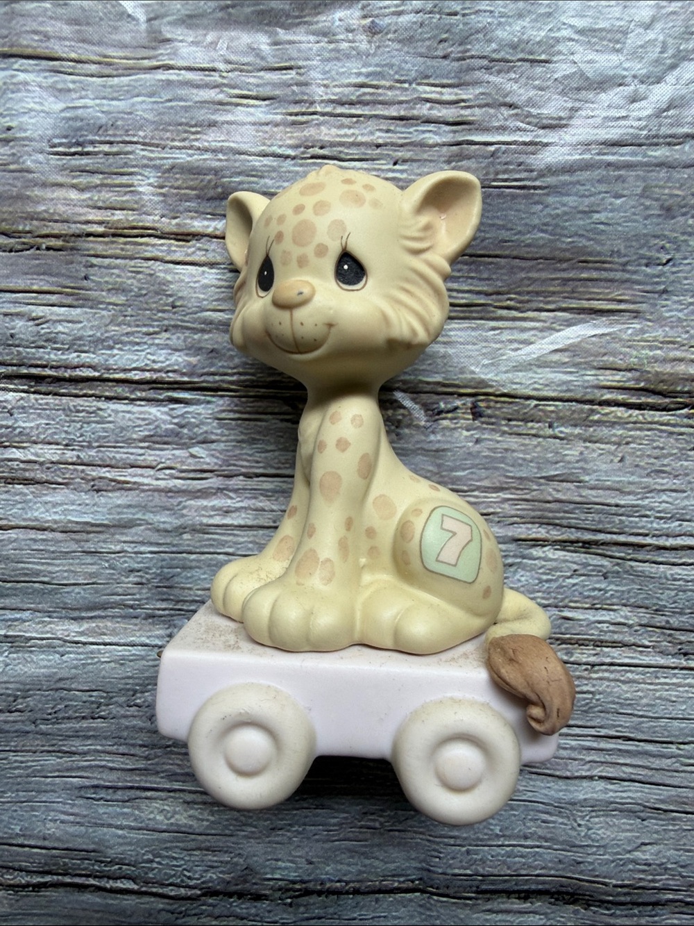 Vintage Precious Moments Birthday Train 7th Birthday Spotted Leopard with Box